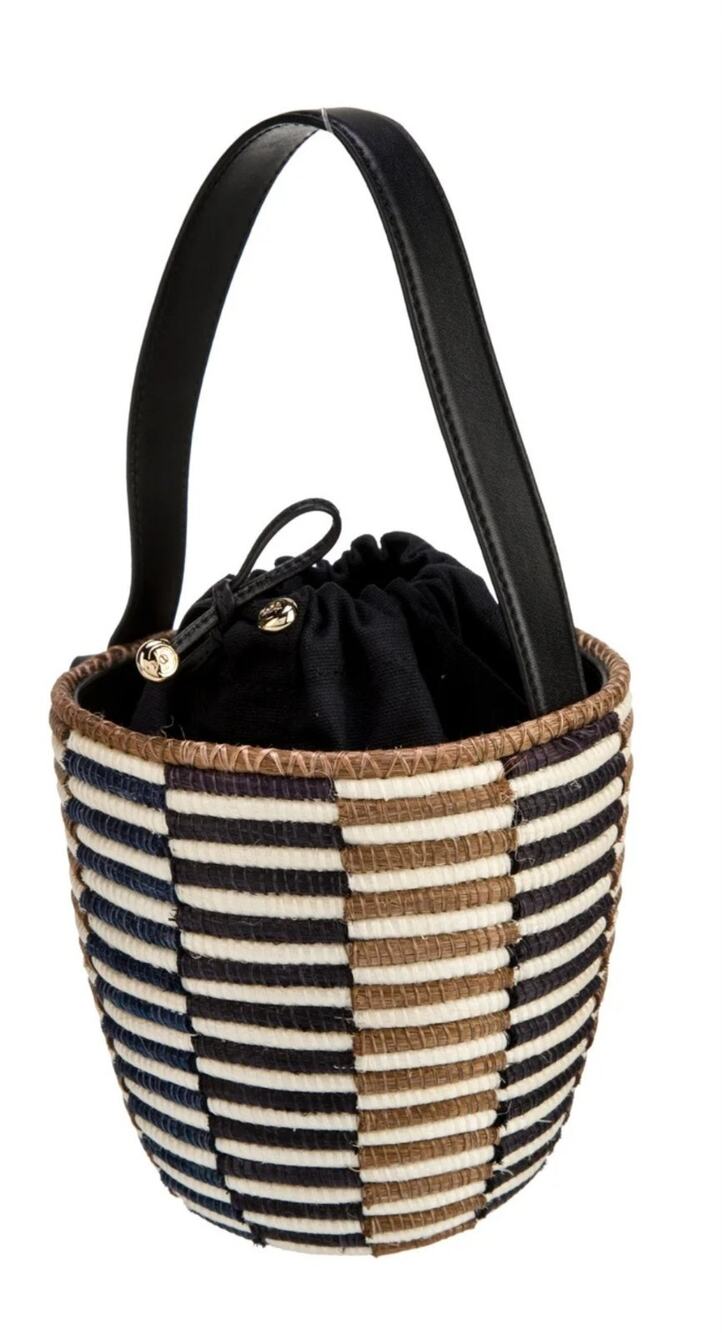 Authentic CESTA Collective handwoven Rafia bucket bag in Africa finished in NYC